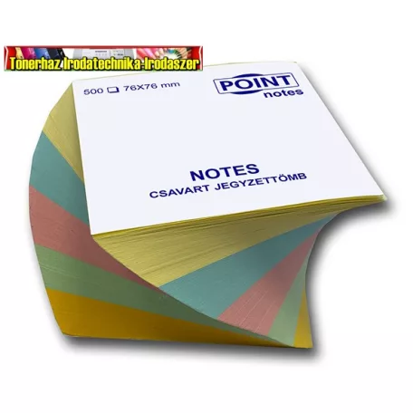 Point 76x76mm 500 lapos csavart jegyzettömb színes, pasztel színek, 5cm magas
