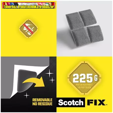 3M SCOTCH Removable Ragasztó négyzetek, kétoldalas, eltávolítható, 12,7x12,7 mm, ( 7100263583) (LP108ST64)