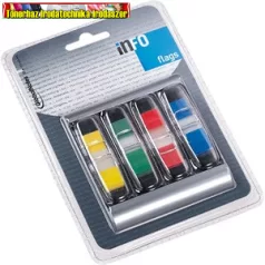   Oldaljelölő adagolóval Info Notes Info Flag műanyag 12,5x43 mm 4x36 lapos vegyes színek (7739-18)