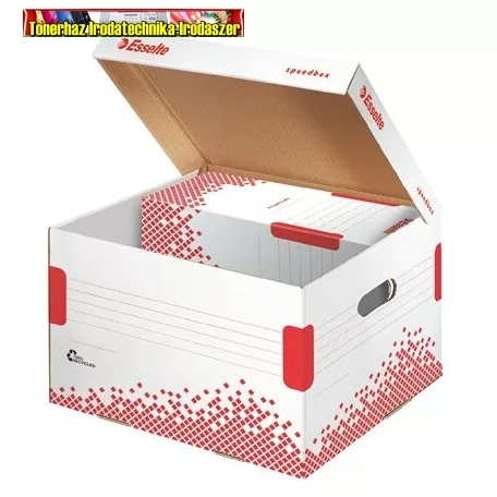 ESSELTE Speedbox Archiválókonténer, L méret, újrahasznosított karton,  fehér (623913)