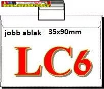 LC/6 szilikonos boriték jobb ablak 35x90mm 1000 db/dob 114x162mm (LC6) LC/6 szilikonos boriték jobb ablak 35x90mm 1000 db/dob 114x162mm (LC6)