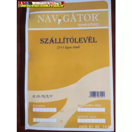 Szállítólevél 25x3 lap A5 -B.10-70/A/V Navigátor