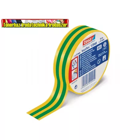 Tesa 5348 Szigetelőszalag, 15 mm x 10 m zöld-sárga