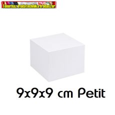 Kockablokk 9x9x9 cm ragasztott, újrahasznosított papírból, fehér , (tépőtömb,kockatömb )Petit