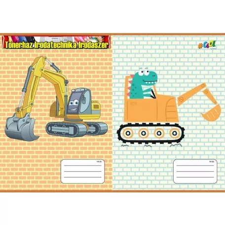Füzet, tűzött, A5, vonalas, 32 lap, 1. osztály, COOL BY VICTORIA, Excavator  14-32