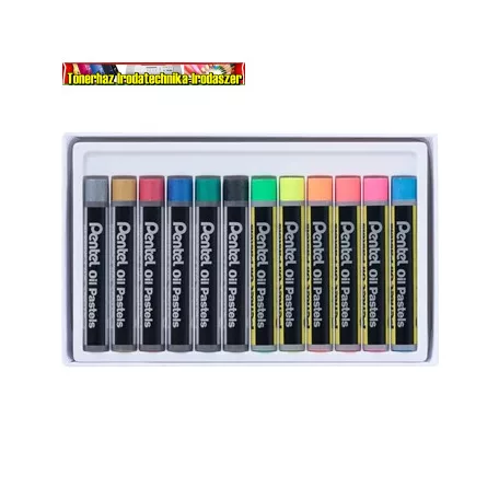 Pentel PHN-MF12  olajpasztell kréta készlet, 12 klf., fluoreszkáló metál szín