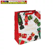 Dísztasak Clairefontaine/Eurowrap 21,5x25,3 cm Merry Christmas fehér