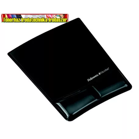 FELLOWES Egéralátét csuklótámasszal,  Health-V Crystal, fekete (CRC91823)