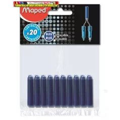 Töltőtoll patron, MAPED, kék 20db/cs