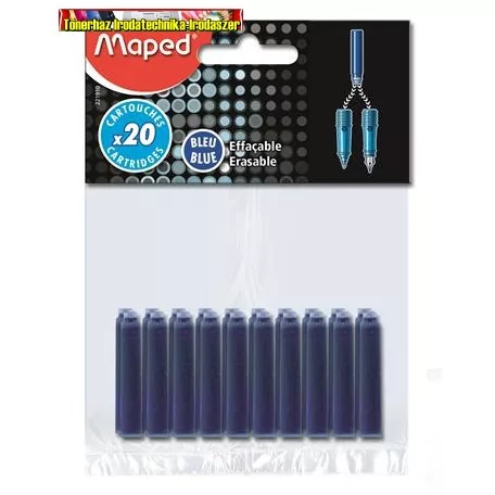 Töltőtoll patron, MAPED, kék 20db/cs