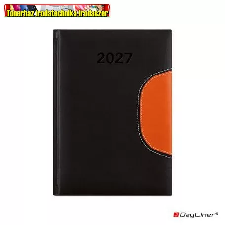 Határidőnapló DAYLINER Memphis, fekete-narancs B/6 heti  2027 (agenda,naptár)