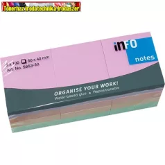   Öntapadó jegyzettömb 50x40mm pasztell vegyes színek Harmony 5653-80 (12db/csom)info notes (51x38;40X50) (100 lap/db)