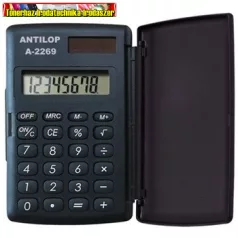   Zsebszámológép 8 digit fedeles napelemes gumírozott gombokkal ANTILOP A-2269