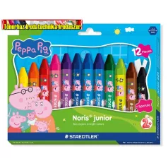  Zsírkréta, hatszögletű, jumbo, STAEDTLER „Noris® junior 224”, Peppa malac, 12 szín/dob