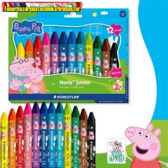   Zsírkréta, hatszögletű, jumbo, STAEDTLER „Noris® junior 224”, Peppa malac, 12 szín/dob