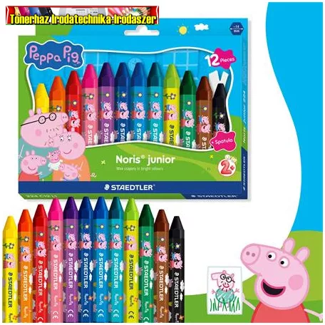 Zsírkréta, hatszögletű, jumbo, STAEDTLER „Noris® junior 224”, Peppa malac, 12 szín/dob