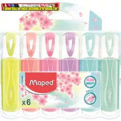   Szövegkiemelő készlet, 1-5 mm, MAPED Fluo Peps , 6 különböző pasztell szín