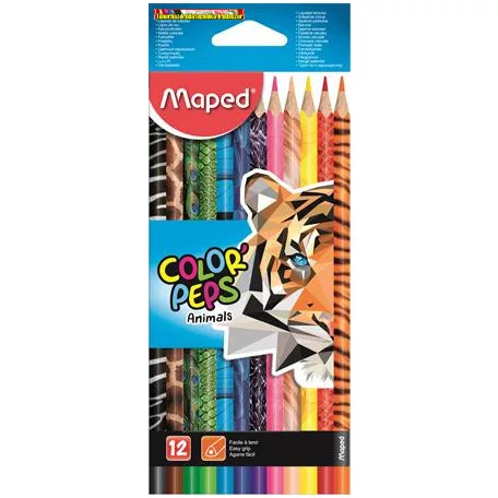  MAPED Color'Peps Animal,  Színes ceruza készlet, háromszögletű,12 különböző szín