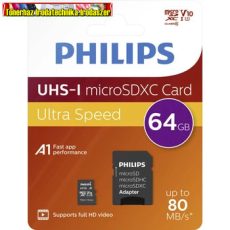 SD Micro 64GB XC Philips UHS-I U1 I + adapterrel (memóriakártya)  PH666868 