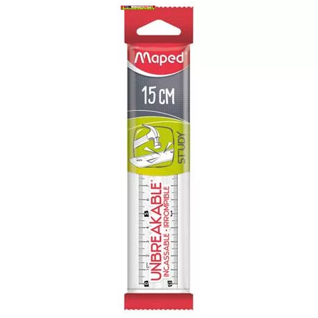 MAPED Study Unbreakable vonalzó, műanyag, törhetetlen, 15 cm, átlátszó
