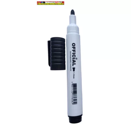 OFFICIAL  Táblamarker fekete, kúpos heggyel  (whiteboard marker,táblafilc)