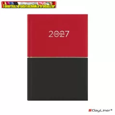  Határidőnapló DAYLINER Contrast, piros-fekete B/6 heti  2027 (agenda,naptár)