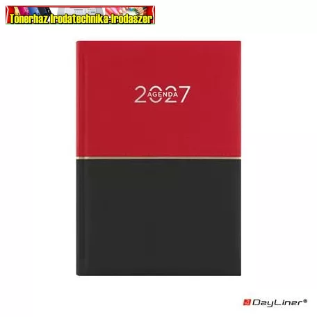 Határidőnapló DAYLINER Contrast, piros-fekete B/6 heti  2027 (agenda,naptár)