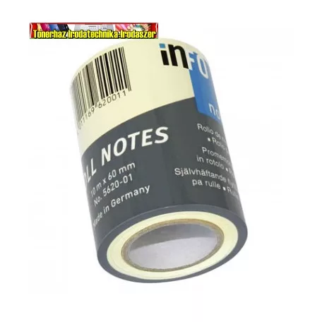 Jegyzettömb Info Notes 5620-01  öntapadós henger 60 mm x 10 m sárga
