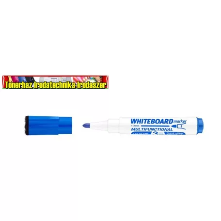 Ico MARKERASER Táblamarker 1-3mm, mágneses, táblatörlővel kék, kúpos heggyel (whiteboard marker)