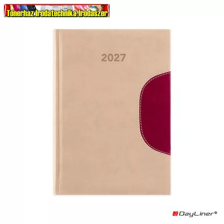DAYLINER Memphis határidőnapló, naptár, tervező, B/5 heti bézs-padlizsán (2027 évi) (agenda)