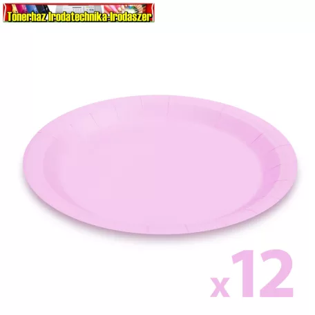 58235C Papírtányér szett - rózsaszín - 23 cm - 12 db / csomag