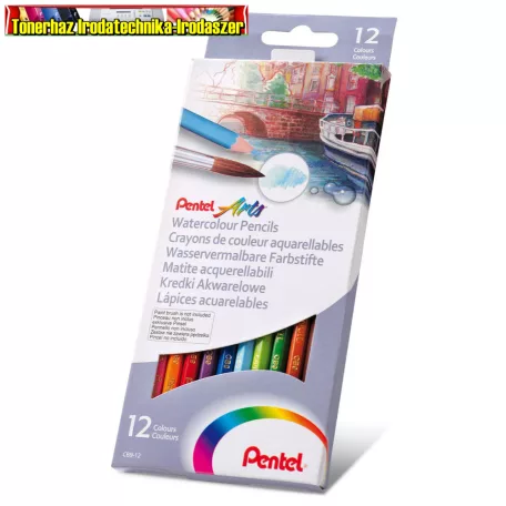 Pentel Színes ceruza akvarell készlet hatszögletű 12 szín 
