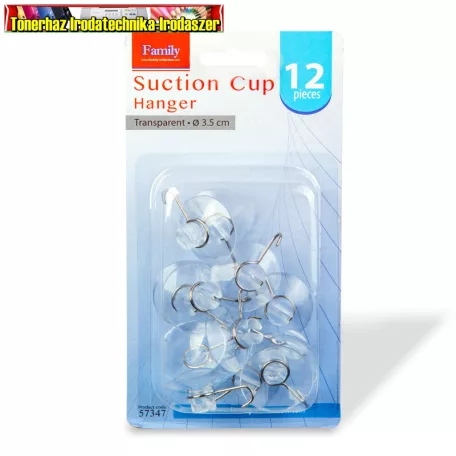 57347 Tapadókorongos akasztó - 3,5 cm - átlátszó - 12 db / csomag