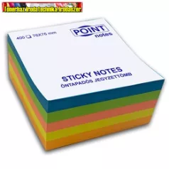    Point Öntapadós jegyzettömb, több színű CUBE 76mmx76mm, ÉLÉNK SZÍNEK, 400 lapos