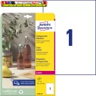 Avery Zweckform poliészter Etikett címke, 210 x297mm,víztiszta, 1 címke/ív, 25 ív/doboz,  átlátszó