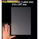 Avery Zweckform poliészter Etikett címke, 210 x297mm,víztiszta, 1 címke/ív, 25 ív/doboz,  átlátszó