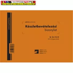   Készletbevételezési bizonylat 8 tételes 25x4 lapos tömb A/5 fekvő  B.12-111/V