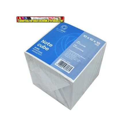 Kockablokk 10x10x10 cm ragasztott, újrahasznosított papírból, fehér , (tépőtömb,kockatömb )Bluering