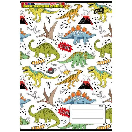 Füzet, tűzött, A5, vonalas, 32 lap, 1. osztály, COOL BY VICTORIA , Dinosaurus world, 14-32 (A/5)