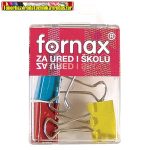   FORNAX BC-31 Bindercsipesz(iratcsipesz) 25mm-es színes, 4 db műanyag dobozban