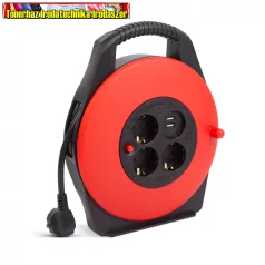   20239 Kábeldob műanyag tartóval - 3 x 1,5 mm² - 2 x USB - 10 m