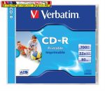   VERBATIM CD-R lemez, nyomtatható, matt, ID, AZO, 700MB, 52x, normál tok, 