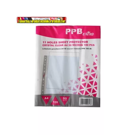 PPB Genotherm, lefűzhető, A4, 50 mikron, víztiszta felület 100db/cs (bugyi, 50mik, 50 mic)
