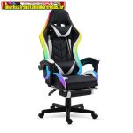   BMD1115BK RGB LED-es gamer szék - karfával, párnával - fekete / fehér