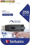   VERBATIM V3, fekete-szürke Pendrive, 256GB, USB 3.2, 80/25 MB/s, 