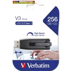   VERBATIM V3, fekete-szürke Pendrive, 256GB, USB 3.2, 80/25 MB/s, 