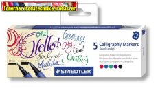 Kalligrafikus marker készlet, kétvégű, 5 különböző szín