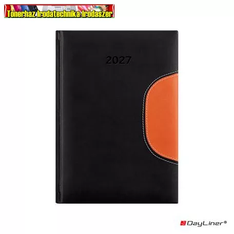 DAYLINER Memphis határidőnapló, naptár, tervező, B/5 heti fekete-narancs (2027 évi) (agenda)