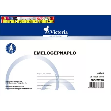 Emelőgépnapló 25 lapos A/5 fekvő Victoria