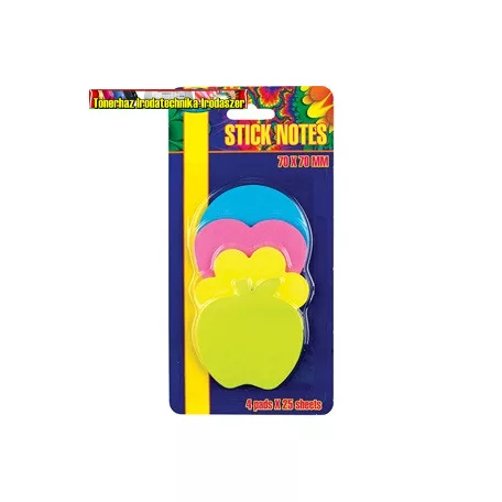 Öntapadós jegyzettömb Centrum Stick Notes 70x70 mm 4x25 lapos neon vegyes színek (80316)
